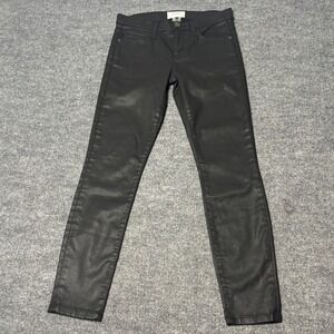 Current/Elliott Waxed Jeans Womens Size 28 Black The Stiletto Coated Denim Edgy